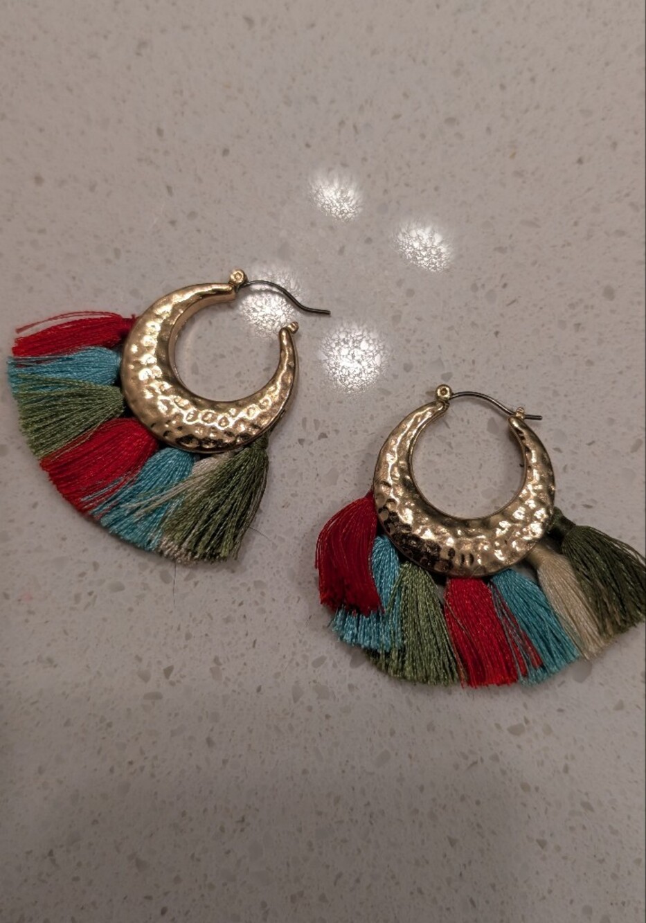 Avon Gold Hoop Tassel Earrings